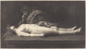 Levita z Efraima a jeho mrtvá manželka od M.G. Fuchs after Jean Jacques Henner