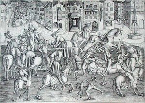 Turnaj, kolem roku 1500 (rytina) od MZ Master