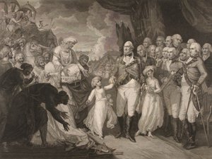 Marquis Cornwallis přijímá rukojmí prince, syny Tippoo Sultana od M. (after) Brown