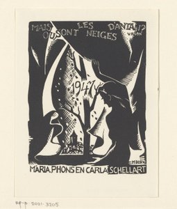 Novoroční přání pro rok 1947 od Carly, Márie a Phons Schellartových od M. Bosch
