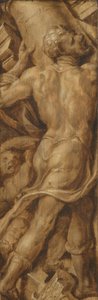 Samson rozbíjel pilíře chrámu od Maarten van Heemskerck (signed by artist)
