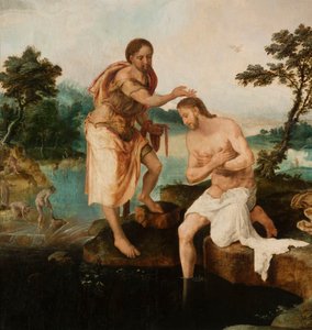 Křest Krista (Mt 3, 13-17; Mk 1, 9-11; Lk 3, 21-22) od Maarten van Heemskerck