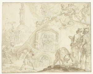 Tři mladíci jsou vhozeni do ohnivé pece Historie tří mládí (název série) od Maarten van Heemskerck