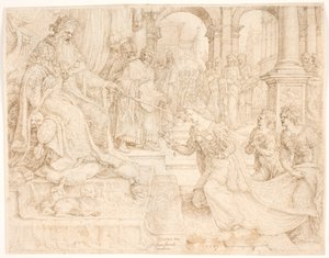 Ester před Ahasverem od Maarten van Heemskerck