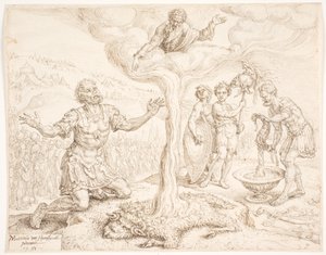 Gideon klečící v Modlitbě (Příběh rosy a vlněného rouna) od Maarten van Heemskerck