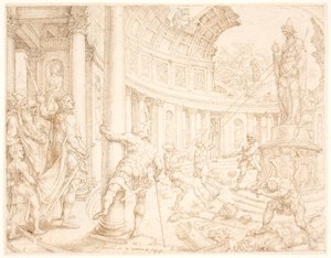 Josiah nařídil, aby byly kamenné sloupy Astarte, Chemosh a Milcom rozbity a pokáceny od Maarten van Heemskerck