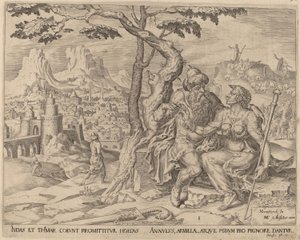 Juda dává Támar zástavu, kolem roku 1566 od Maarten van Heemskerck