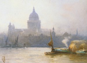 Katedrála svatého Pavla od Temže (akvarel na papíře) od Mabel Catherine Robinson