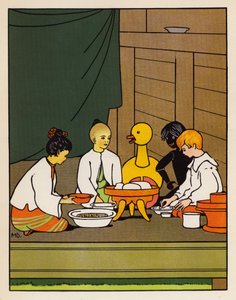 "Polední rýže" (barevná litografie)