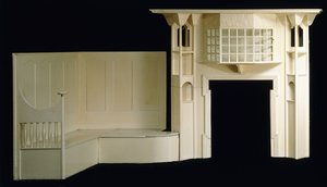 Malovaný dřevěný rám a inglenook navržený pro Glencrutchery House, Douglas, kolem roku 1897, kolem roku 1897 (lakované dřevo)