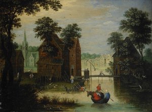 Říční krajina s útěkem do Egypta, 1616 od Maerten Ryckaert