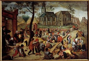 Malba dětských her od Martina Van Cleve (1527-1581)