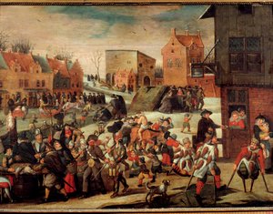 Mrzáci Dav chudých a nemohoucích ve městě (ve Flandrech?) (Soud zázraků). Obraz Martina van Cleve (1527-1581) Troyes 16. století, Musee des Beaux Arts