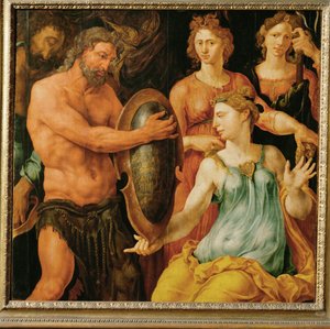 Vulkán předává Thetis štít pro Achilla (malba na dubovém dřevě) od Maerten van Heemskerck