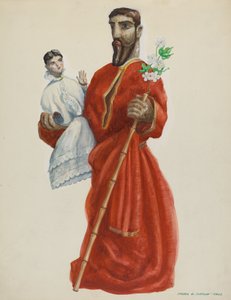 Vyřezávané a malované Santo - San Jose, c. 1938. od Majel G. Claflin
