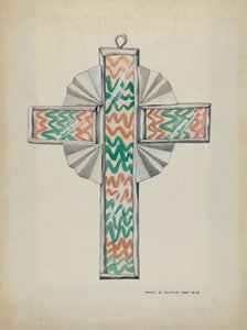 Cínový a skleněný kříž, c. 1937. od Majel G. Claflin