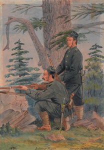 Lalsing Thapa a Jangir Thapa z 5. pluku Gorkha, Pewar Kotal, Afghánistán od Major General R.G. Woodthorpe