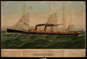 Parník Cunard Servia... (chromolitografie)