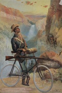 Zlatá brána, západ slunce v Yellowstonském parku, asi 1897 (chromolitografie)