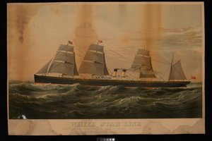 White Star Line Royal  United States Mail Steamers Liverpool  New York Britannic (chromolitografie)