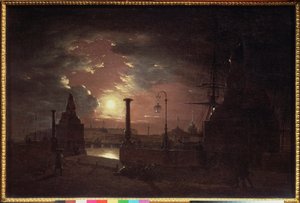 Podzimní noc v Petrohradě - obraz Maxima Nikiforoviče Vorobjeva (Vorobjev) (1787-1855), olej na plátně