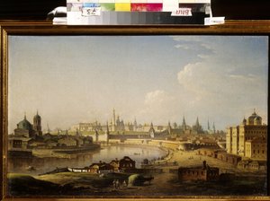 Pohled na Kreml a sirotčinec v Moskvě. Obraz Maxima (Maksima) Nikiforoviče Vorobjeva (Vorobjeva) (1787-1855), olej na plátně
