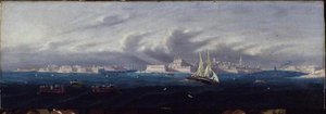 Pohled na přístav Valletta, Malta od Maltese School