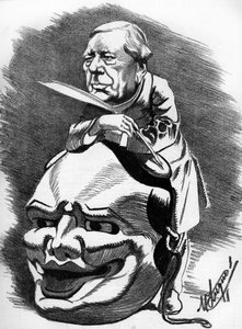 Eugene Labiche (1815-1888), francouzský dramatik. Kreslený karikaturista Manuel Luque. V „The Cartoon“ z roku 1886.