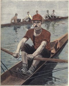 Veslovací závod, ve Francii Ilustrace Luque, z francouzských novin Le soleil du dimanche