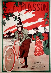 Belle Epoque: reklamní plakát na kola (jízdní kola) Plasson. Plakát Manuela Robbeho (1872-1936) Soukromá sbírka
