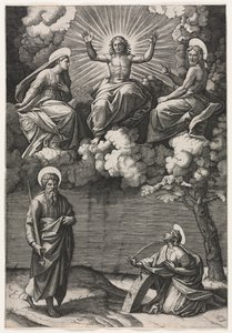 Kristus, Panna a sv. Jan Křtitel se svatými Pavlem a Kateřinou od Marcantonio Raimondi