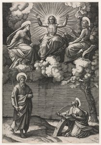 Kristus, Panna a sv. Jan Křtitel se svatými Pavlem a Kateřinou, c. 1520-1525. od Marcantonio Raimondi