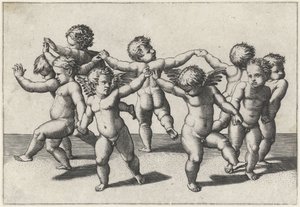 Tančící putti od Marcantonio Raimondi