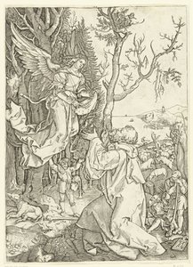 Angel se zjeví Joachimovi Život Marie (název série) od Marcantonio Raimondi