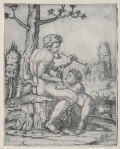 Faun a dítě od Marcantonio Raimondi
