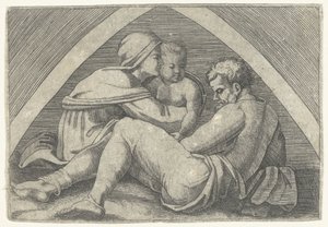 Svatá rodina pod obloukem od Marcantonio Raimondi