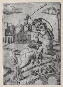 Horatius Cocles bránící most Sublician od Marcantonio Raimondi