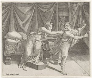Josefa a Potifarova manželka od Marcantonio Raimondi