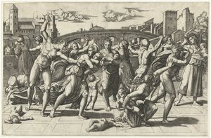 Masakr neviňátek, kolem roku 1515 od Marcantonio Raimondi
