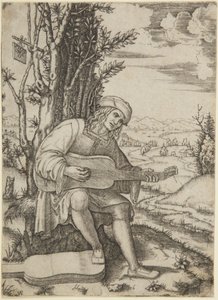 Portrét básníka Giovanniho Achilliniho, zvaného Filoteo (Bartsch XIV/469; Delaborde 232; Passavant 276; Petrucci, č. 1) od Marcantonio Raimondi