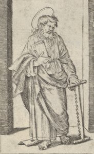 Saint Simon, pila ve snížené levé ruce, ze série 