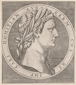 Zrcadlo římské velkoleposti: Domitianus, z Dvanáct Caesarů, ca. 1500-1534., ca. 1500-1534. od Marcantonio Raimondi