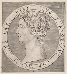 Římské zrcadlo velkoleposti: Tiberius, od Dvanáct Caesarů, ca. 1500-1534., ca. 1500-1534. od Marcantonio Raimondi