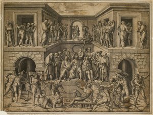 Umučení svatého Vavřince, c1525 od Marcantonio Raimondi