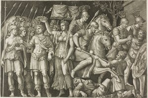 Trajan korunován vítězstvím od Marcantonio Raimondi