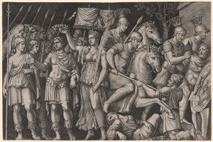 Traján korunovaný vítězstvím od Marcantonio Raimondi