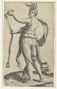Žena s koňskou uzdou jako ztělesnění střídmosti (Temperantia) od Marcantonio Raimondi