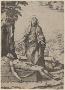 Oplakávání Panny Marie od Marcantonio Raimondi after Raphael