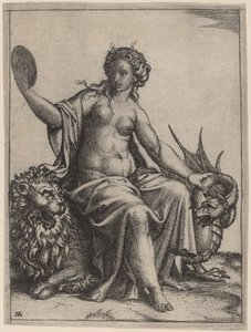 Opatrnost od Marcantonio Raimondi possibly after Raphael