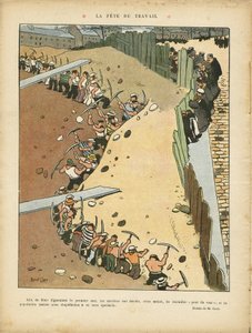 Ilustrace Marcel Capy (1865-1941) v Le Rire, 27. 4. 2012 - Svátek práce - Architektura Urbanismus, Práce, 1. května - Terrasiers